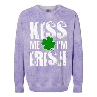 Kiss Me I'm Irish Clover Saint Patrick's Day Gift Colorblast Crewneck Sweatshirt