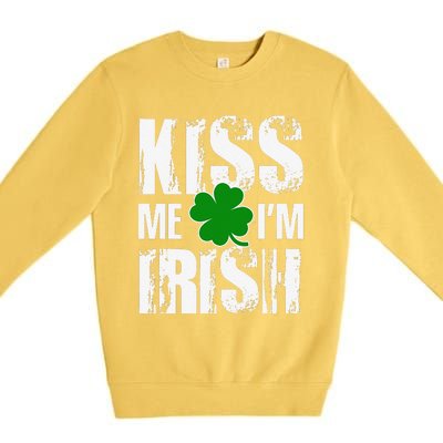 Kiss Me I'm Irish Clover Saint Patrick's Day Gift Premium Crewneck Sweatshirt