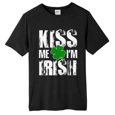 Kiss Me I'm Irish Clover Saint Patrick's Day Gift Tall Fusion ChromaSoft Performance T-Shirt