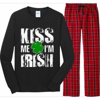 Kiss Me I'm Irish Clover Saint Patrick's Day Gift Long Sleeve Pajama Set