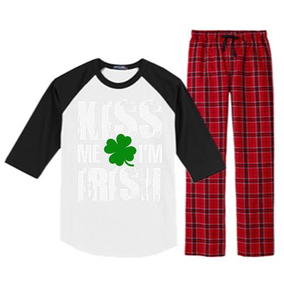 Kiss Me I'm Irish Clover Saint Patrick's Day Gift Raglan Sleeve Pajama Set