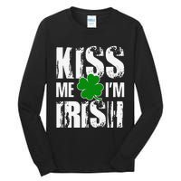 Kiss Me I'm Irish Clover Saint Patrick's Day Gift Tall Long Sleeve T-Shirt