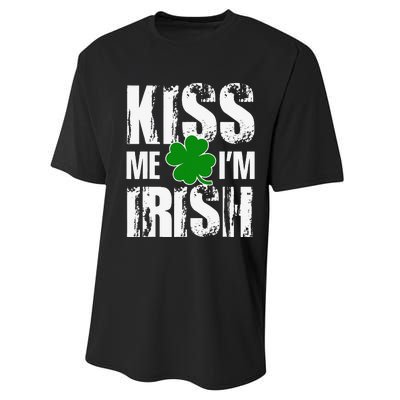 Kiss Me I'm Irish Clover Saint Patrick's Day Gift Performance Sprint T-Shirt