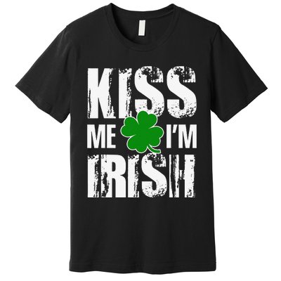 Kiss Me I'm Irish Clover Saint Patrick's Day Gift Premium T-Shirt