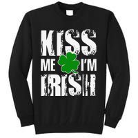 Kiss Me I'm Irish Clover Saint Patrick's Day Gift Tall Sweatshirt