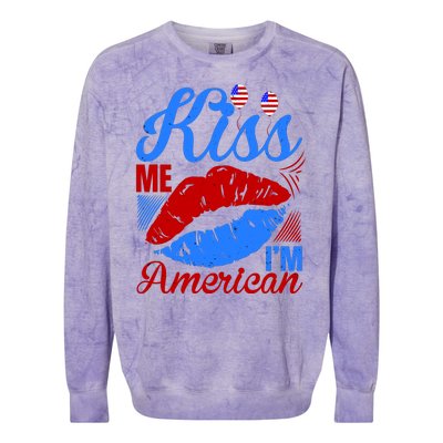 Kiss Me Im American Colorblast Crewneck Sweatshirt