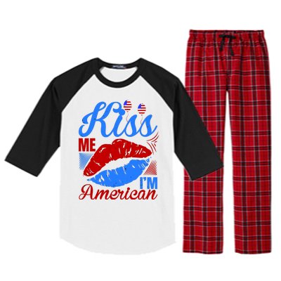 Kiss Me Im American Raglan Sleeve Pajama Set