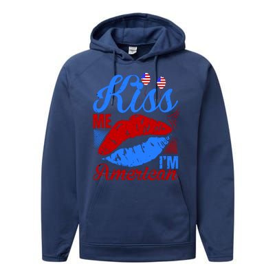 Kiss Me Im American Performance Fleece Hoodie