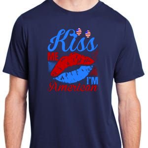 Kiss Me Im American Adult ChromaSoft Performance T-Shirt