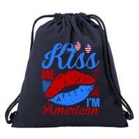 Kiss Me Im American Drawstring Bag