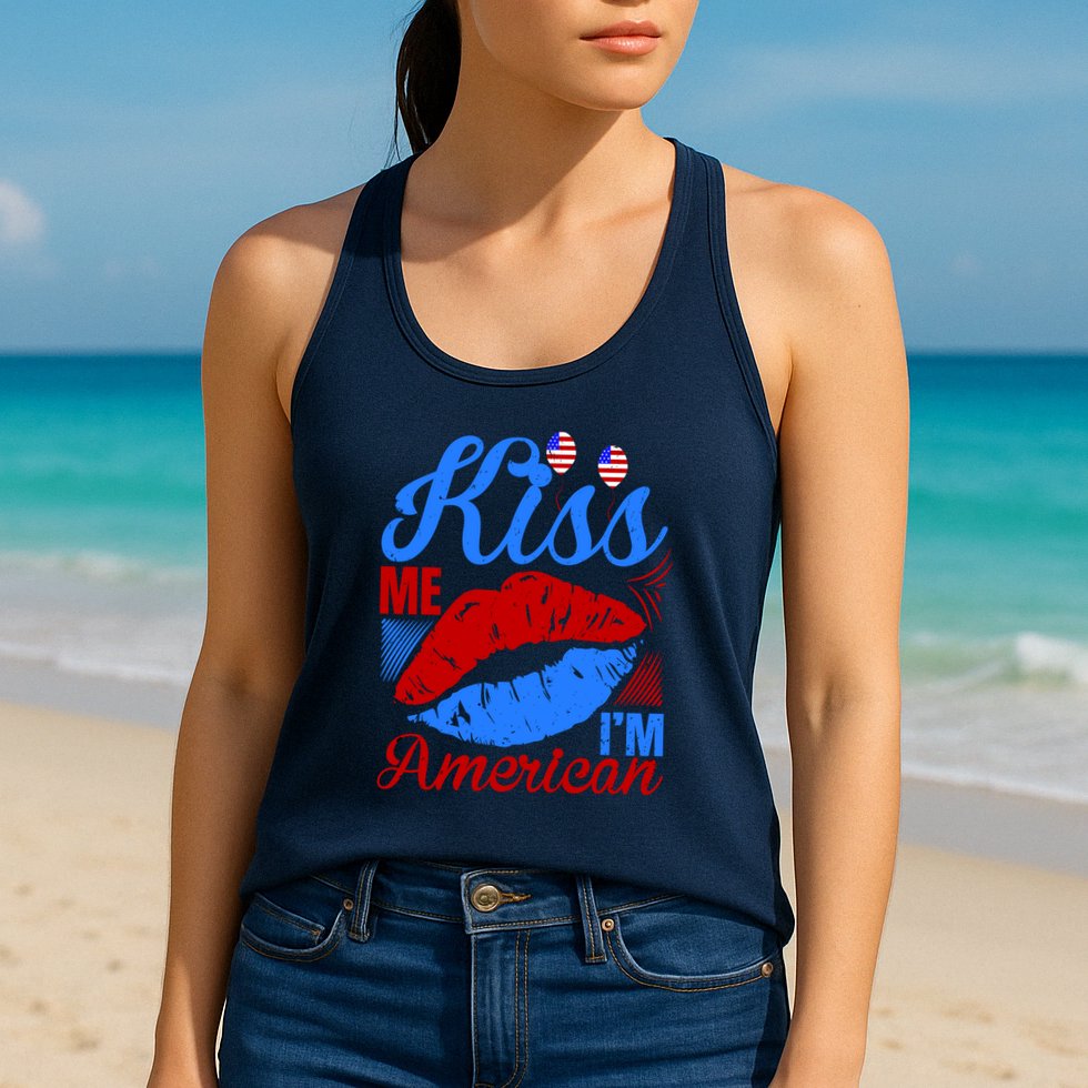 Kiss Me Im American Womens Tank Top