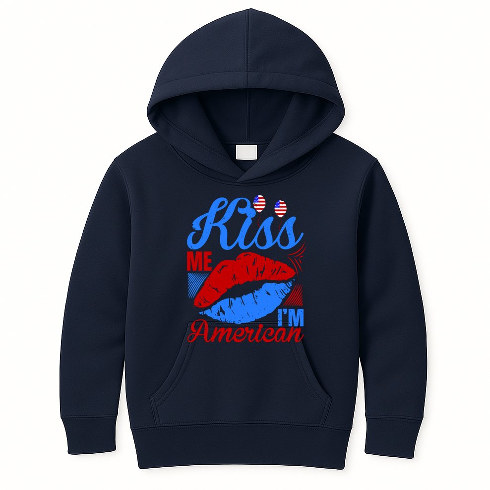 Kiss Me Im American Kids Hoodie