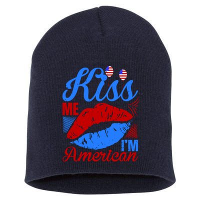 Kiss Me Im American Short Acrylic Beanie