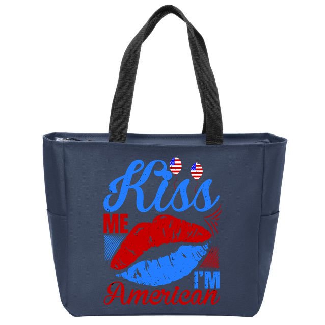 Kiss Me Im American Zip Tote Bag