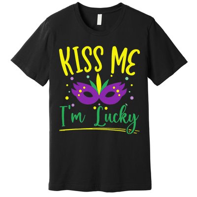 Kiss Me I'm Lucky Mardi Gras Parade Masquerade  Premium T-Shirt