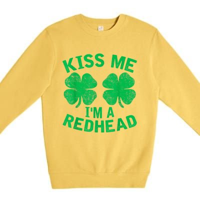 Kiss Me IM A Redhead St. PatrickS Day Irish Funny Ginger Premium Crewneck Sweatshirt