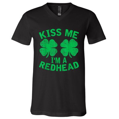 Kiss Me IM A Redhead St. PatrickS Day Irish Funny Ginger V-Neck T-Shirt