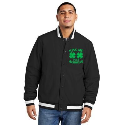 Kiss Me IM A Redhead St. PatrickS Day Irish Funny Ginger Insulated Varsity Jacket