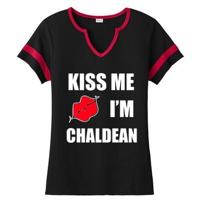 Kiss Me Im Chaldean Ladies Halftime Notch Neck Tee