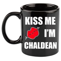 Kiss Me Im Chaldean 11oz C Handle Ceramic Mug