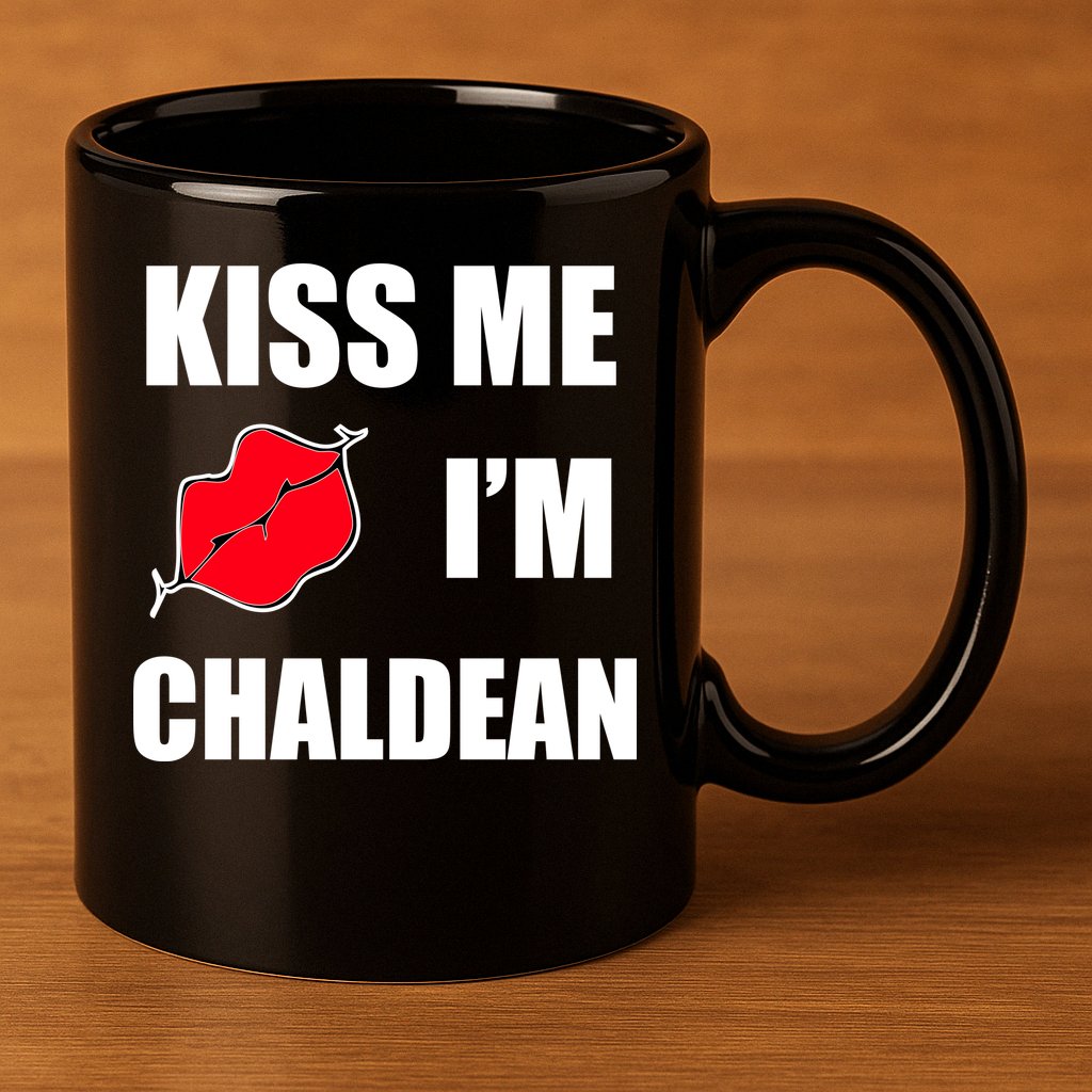 Kiss Me Im Chaldean 11oz C Handle Ceramic Mug