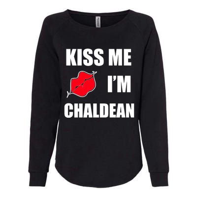 Kiss Me Im Chaldean Womens California Wash Sweatshirt