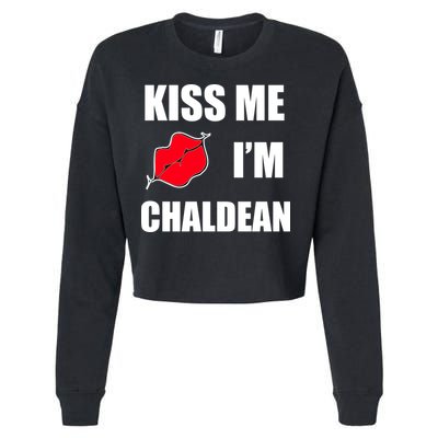 Kiss Me Im Chaldean Cropped Pullover Crew