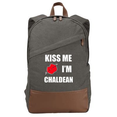 Kiss Me Im Chaldean Cotton Canvas Backpack