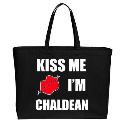 Kiss Me Im Chaldean Cotton Canvas Jumbo Tote