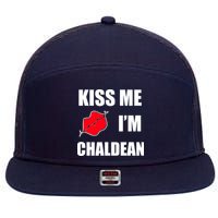 Kiss Me Im Chaldean 7 Panel Mesh Trucker Snapback Hat