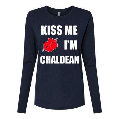 Kiss Me Im Chaldean Womens Cotton Relaxed Long Sleeve T-Shirt