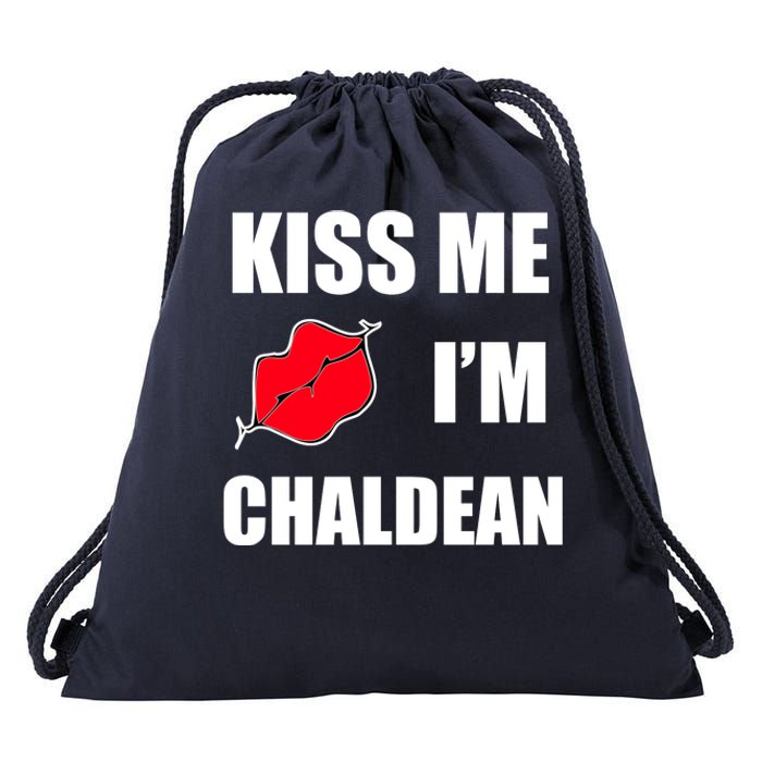 Kiss Me Im Chaldean Drawstring Bag