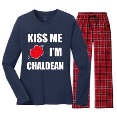 Kiss Me Im Chaldean Women's Long Sleeve Flannel Pajama Set 