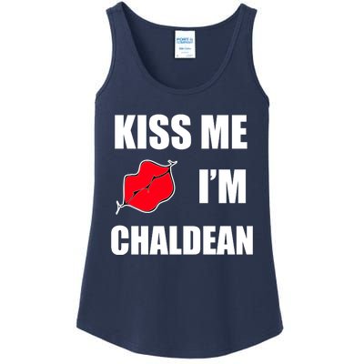 Kiss Me Im Chaldean Ladies Essential Tank