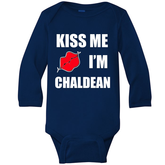 Kiss Me Im Chaldean Baby Long Sleeve Bodysuit