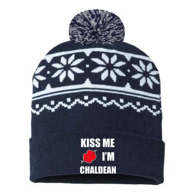 Kiss Me Im Chaldean USA-Made Snowflake Beanie