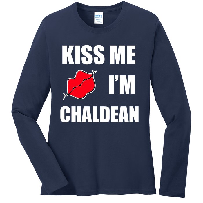 Kiss Me Im Chaldean Ladies Long Sleeve Shirt