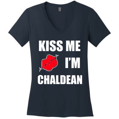 Kiss Me Im Chaldean Women's V-Neck T-Shirt