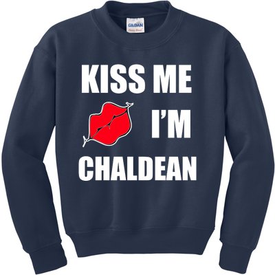 Kiss Me Im Chaldean Kids Sweatshirt