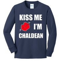 Kiss Me Im Chaldean Kids Long Sleeve Shirt