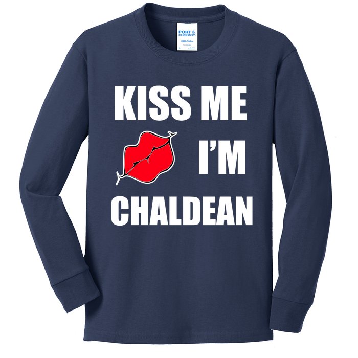 Kiss Me Im Chaldean Kids Long Sleeve Shirt