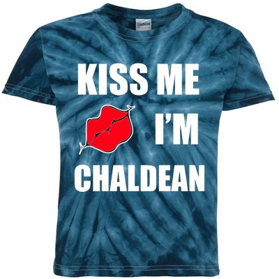 Kiss Me Im Chaldean Kids Tie-Dye T-Shirt