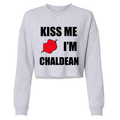 Kiss Me Im Chaldean Cropped Pullover Crew