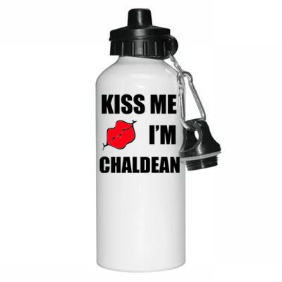 Kiss Me Im Chaldean Aluminum Water Bottle