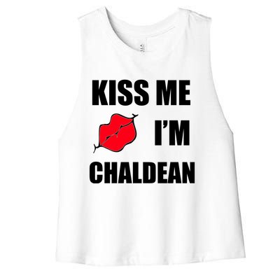 Kiss Me Im Chaldean Women's Racerback Cropped Tank