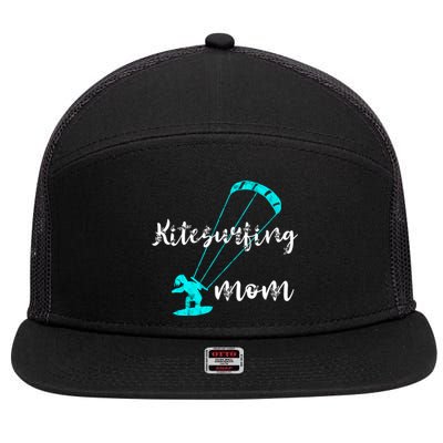 Kitesurfing Mom Kite Surfing Mother Wind Kitesurfer Mother Gift 7 Panel Mesh Trucker Snapback Hat