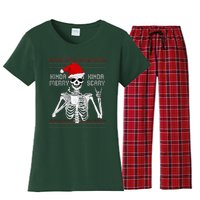 Kinda Merry Kinda Scary Ugly Christmas Sweater Skeleton Women's Flannel Pajama Set