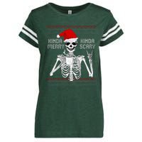 Kinda Merry Kinda Scary Ugly Christmas Sweater Skeleton Enza Ladies Jersey Football T-Shirt