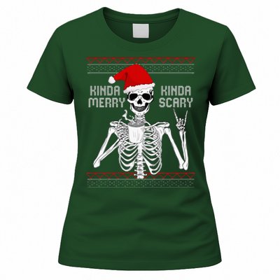 Kinda Merry Kinda Scary Ugly Christmas Sweater Skeleton Women's T-Shirt