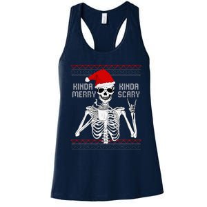 Kinda Merry Kinda Scary Ugly Christmas Sweater Skeleton Women's Racerback Tank